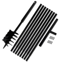 VIDAXL Tarière De Sol Avec Manche 180 Mm Et Tube D'extension 9 M Acier