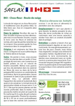 Kit De Culture - Bio - Chou-fleur - Boule De Neige - 70 Graines - Brassica Oleracea Var. Botrytis -Ryobi Jardin Boutique 6406413d407ee0.82661291