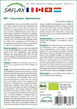 Kit De Culture - Bio - Concombre - Marketmore - 20 Graines - Cucumis Sativus -Ryobi Jardin Boutique 640641696a9b18.60145631