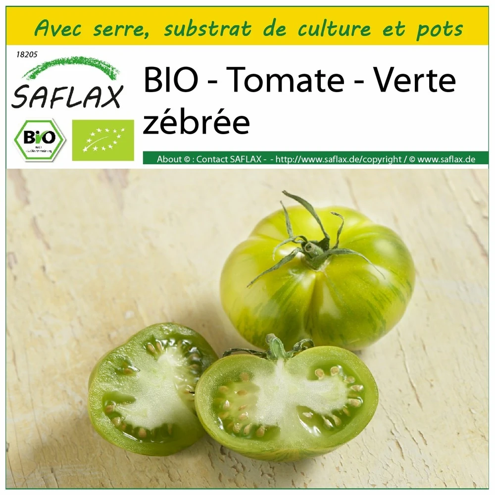 Kit De Culture - Bio - Tomate - Verte Zébrée - 10 Graines - Solanum Lycopersicum 1 Kit De Culture - Bio - Tomate - Verte Zébrée - 10 Graines - Solanum Lycopersicum