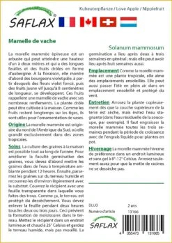 Kit De Culture - Mamelle De Vache - 10 Graines - Solanum Mammosum 6 Kit De Culture - Mamelle De Vache - 10 Graines - Solanum Mammosum -Ryobi Jardin Boutique 64064214c42f55.18867220