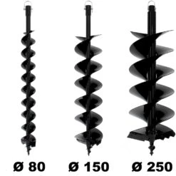 Lot De Mèches Semi-professionnelles ø 80 + 150 + 250 Mm Pour Tarière Thermique
