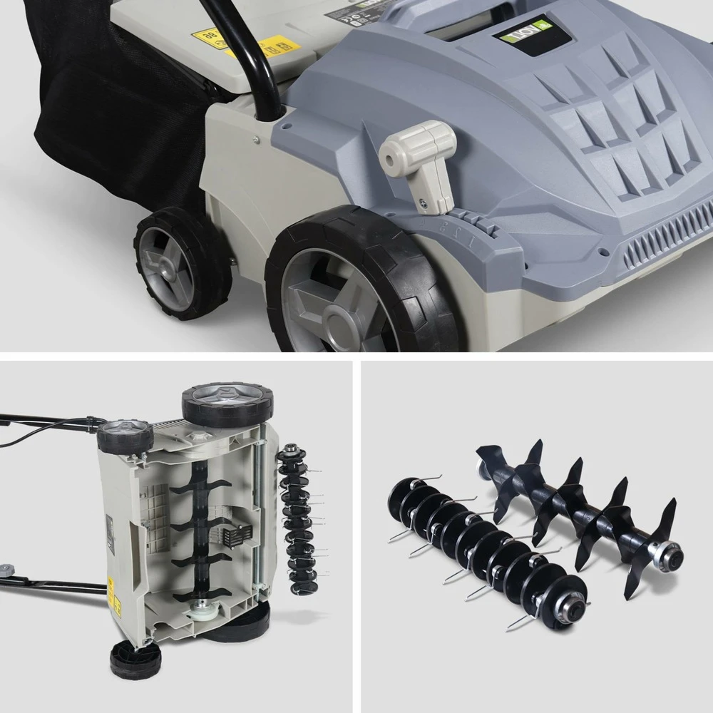 Voltr - Scarificateur électrique Gazon 1500w - Outil 2en1 Aérateur Et Démousseur Pelouse. 2 Rouleaux : Couteaux Et Griffe. 4 Voltr - Scarificateur électrique Gazon 1500w - Outil 2en1 Aérateur Et Démousseur Pelouse. 2 Rouleaux : Couteaux Et Griffe. – Image 4