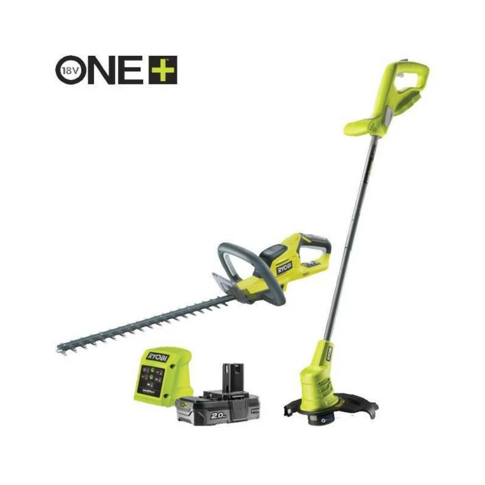 Ryobi Taille Haies Duo One+ 18v 45cm Rht1845 + Coupe-bordures 25cm Rlt1825m - 1 Batterie Lithium+ 2,0ah Et 1 Chargeur 1,7a 1 Ryobi Taille Haies Duo One+ 18v 45cm Rht1845 + Coupe-bordures 25cm Rlt1825m - 1 Batterie Lithium+ 2,0ah Et 1 Chargeur 1,7a